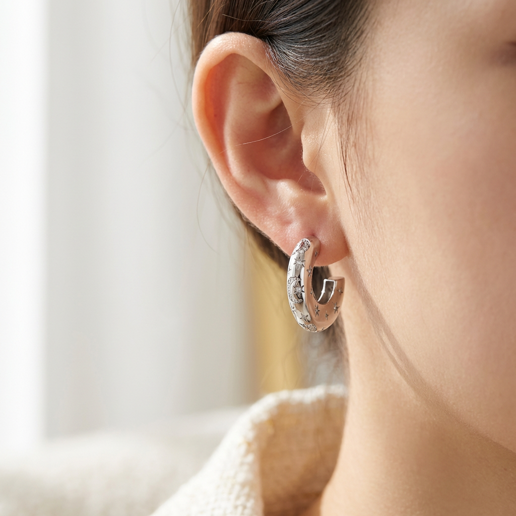 Celestial Moon & Star Hoops