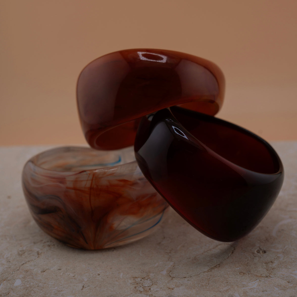 AMBER Resin Bangle Set