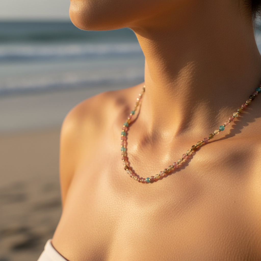 Multi-Coloured Tourmaline Beaded Necklace