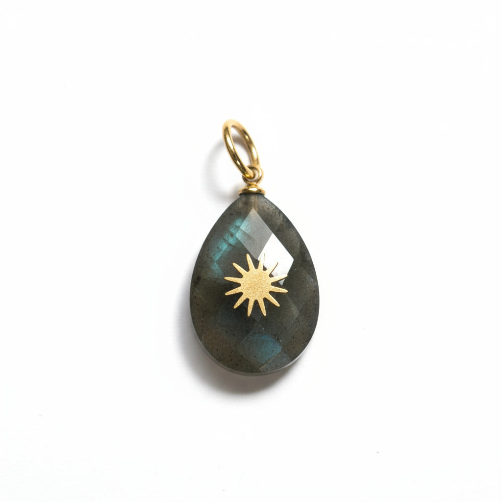 Serpentine Faceted Teardrop Charm