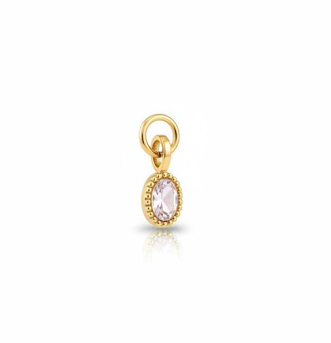 Champagne Crystal Oval Charm