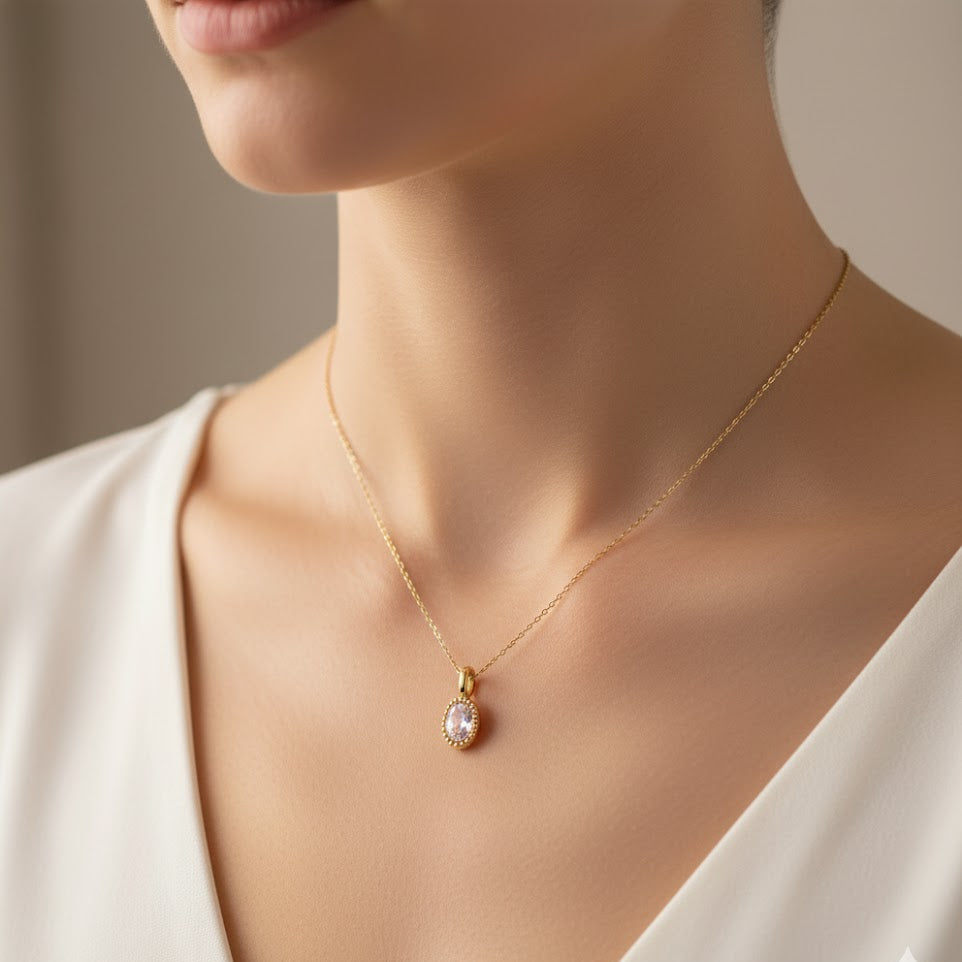 Champagne Crystal Oval Charm Australia
