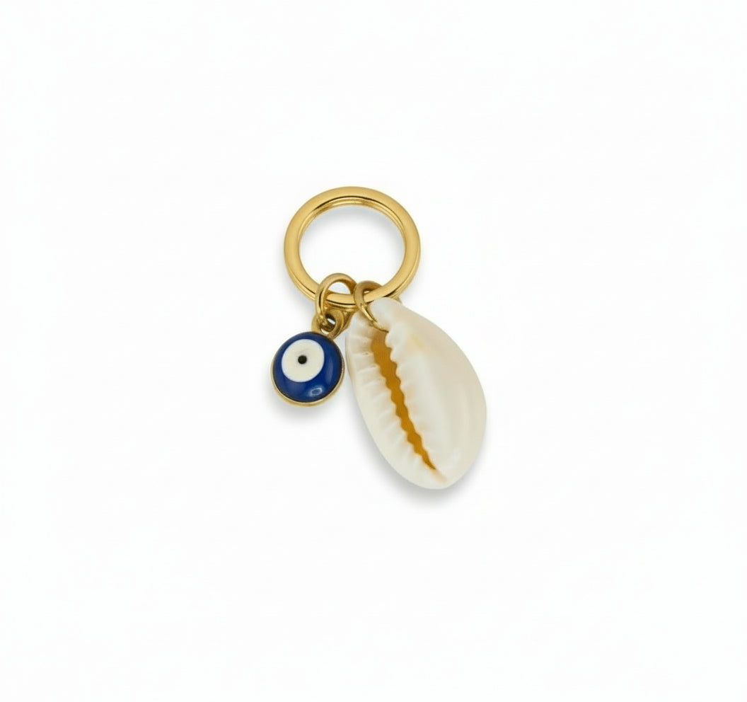Cowrie Protection Charm Shell Evil Eye In 18k Gold PVD