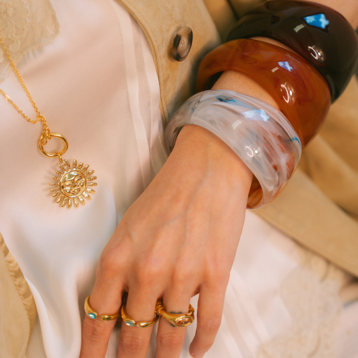 AMBER Resin Bangle Set