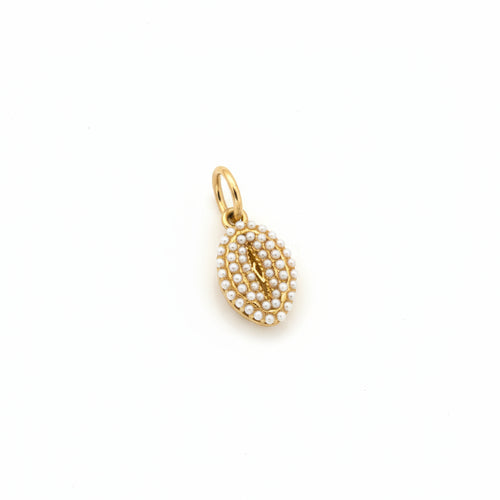 Cowrie Shell Charm with Micro Pearls