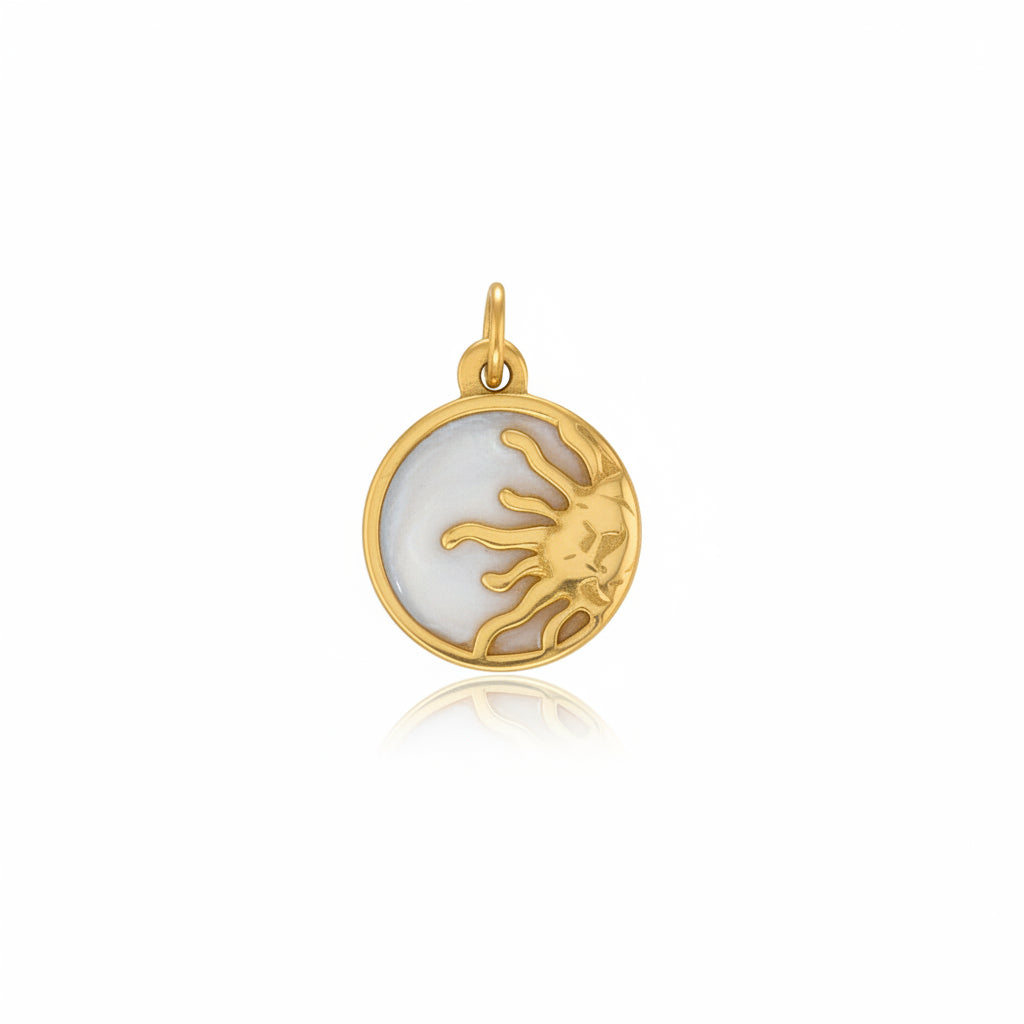 Sol Charm 18k Gold PVD Pearl Enamel